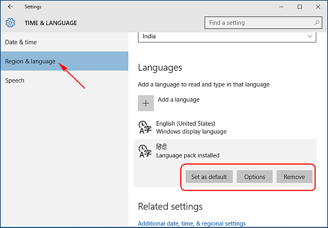 install additional language windows 10